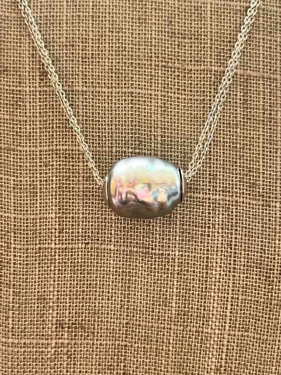 Majorica Jewelry - Retired Majorica Baroque Pearl Necklace in Silver Tone
